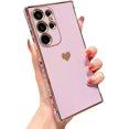 thumbnail image 1 of Love Heart Solid Color Plating TPU Case Compatible with Samsung Galaxy Case (Galaxy S21 FE,Purple), 1 of 8