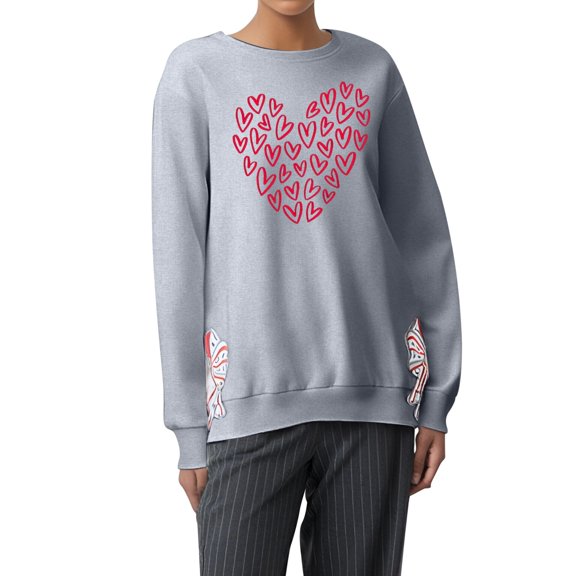 Love Heart Sweatshirt for Women Graphic Shirts Ladies Fashion Printed Crewneck Embroidered Long Sleeve Pullover Hoodies