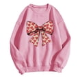 thumbnail image 1 of Love Heart Sweatshirt for Women Valentines Bow Graphic Pullover Fleece Tops Cute Crewneck Shirts, 1 of 4