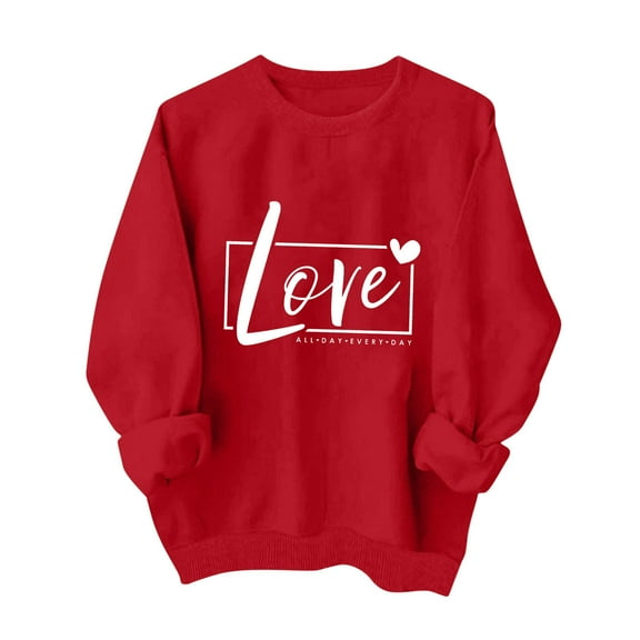 Love Heart Sweatshirts for Women Valentines Day Oversized Pullover Fleece Tops Trendy Holiday Gifts