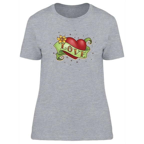 Love Heart Tattoo Design T-Shirt Women -Image by Shutterstock, Female Large