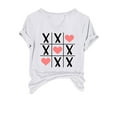 thumbnail image 1 of Love Heart Tee Shirt Women Cute Valentine's Day Tops Short Sleeve T-Shirts Notch V Neck Basic Tees, 1 of 6