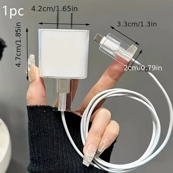 Love Heart Transparent Charger Case Compatible with iPhone 18-20W USB-C Power Adapter Scratch-Proof Dust-Proof Protective Cover for Desk & Travel