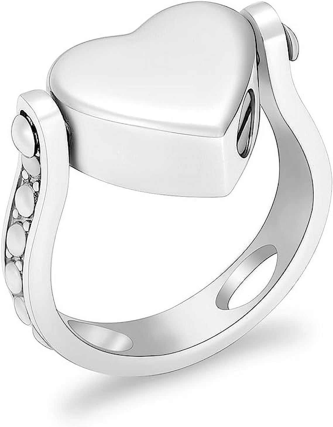 Love Heart Urn Memorial Finger Ring Cremation Rings for Ashes Stainless