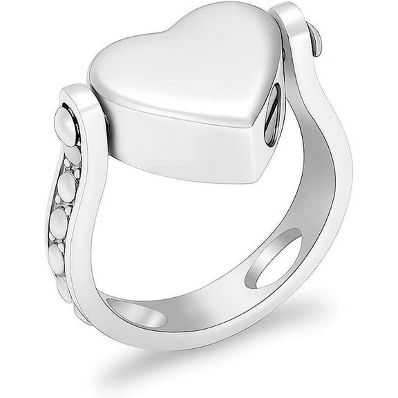 Love Heart Urn Memorial Finger Ring Cremation Rings for Ashes Stainless Steel Keepsake Jewelry