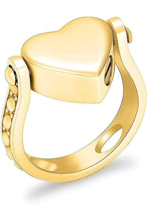 Love Heart Urn Memorial Finger Ring Cremation Rings for Ashes Stainless Steel Keepsake Jewelry