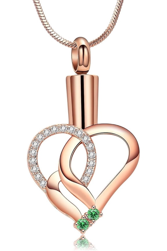 Love Heart Urn Necklace for Ashes Birthstone Heart Cremation Jewelry for Human / Pet Ashes Necklace Keepsake Jewelry Gifts