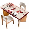 thumbnail image 1 of Love Heart Valentine's Day Table Cloths for 6 Foot Rectangle Tables, Tree Gnomes Romantic Rustic Patio Waterproof Elastic Fitted Tablecloths, Washable Rectangular Table Cover for Camping, 1 of 8
