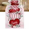 thumbnail image 1 of Love Heart Valentine's Table Runner - 48 Inch Long Eucalyptus Botanical Red Pink Ombre Cotton and Linen Blended Dress Scarves Farmhouse Table Runner for Kitchen Dining, Coffee Table, 13" x 48", 1 of 8