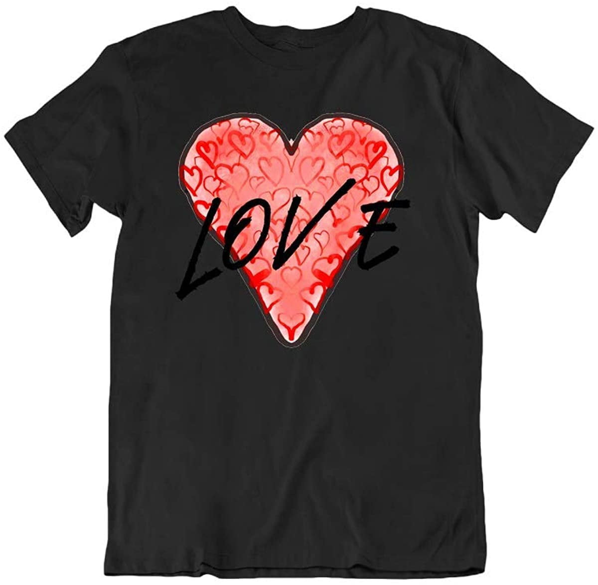 シャツ DOODLE HEART HALF T WHITE Love Heart Valentines Day Doodle Art Fashion Novelty Cotton