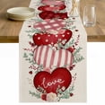 thumbnail image 1 of Love Heart Valentines Table Runner - 60 Inch Long Rustic Eucalyptus Botanical Red Pink Cotton and Linen Blended Dress Scarves Farmhouse Table Runner for Kitchen Dining, Coffee Table, 13" x 60", 1 of 8