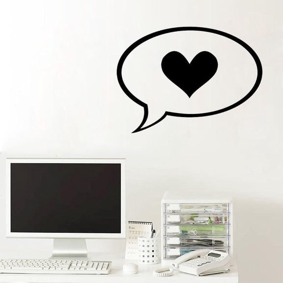 Love Heart Wall Sticker Speech Bubble Vinyl Wall Decals Bedroom Decoration Children Kids Room Art Murals Wallpaper Poster 42x25cm