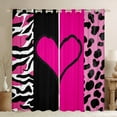 thumbnail image 1 of Love Heart Window Curtain,Fashion Valentine's Day Romantic Lovers Curtain for Adults Teens ,Rose Pink Zebra Leopard Stripes Patchwork Window Drapes of 2 Panels,38Wx54L Inches, 1 of 6