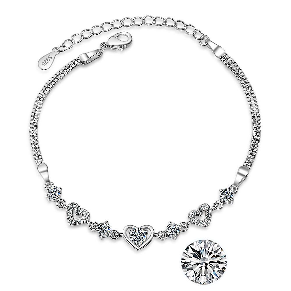 Love Heart Zircon Rhinestone Bracelet Adjustable Women Jewelry Gift