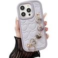 thumbnail image 1 of Love Heart with Bracelet Chain Solid Color Silicone Case Compatible with iPhone Case (Purple,iPhone 13 Pro), 1 of 7