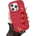 thumbnail image 1 of Love Heart with Bracelet Chain Solid Color Silicone Case Compatible with iPhone Case (Red,iPhone 11), 1 of 7