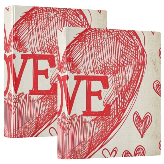 Love Hearts 3 Ring Binders 1.5 inch Hardcover File Folders with Interior Pockets A4 Size Organizer for School Office Hospital Set of 2