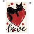 thumbnail image 1 of Love Hearts Black Cat Valentines Day Garden Flag 12x18 Inch Double Sided, Anniversary Rustic Yard Outdoor Decoration, 1 of 6