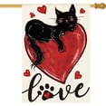thumbnail image 1 of Love Hearts Black Cat Valentines Day House Flag 28x40 Inch Double Sided, Anniversary Rustic Yard Outdoor Decoration, 1 of 6