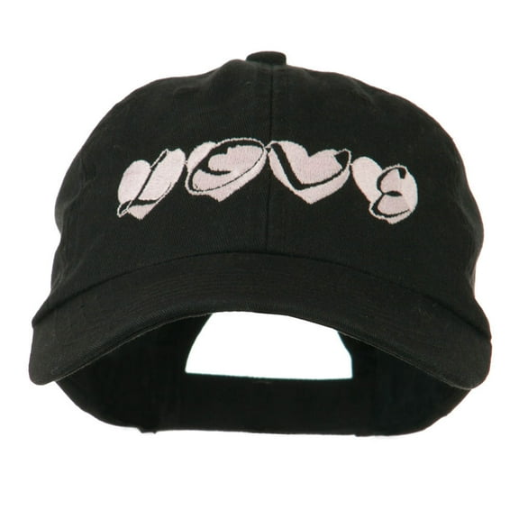 Love Hearts Embroidered Cotton Cap - Black OSFM