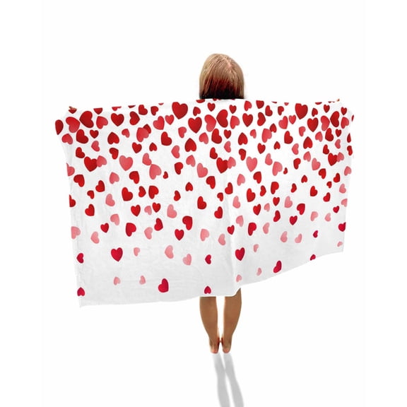 Love Hearts Fallen Beach Towels Oversized Super Absorbent, Valentines Day Red Loving Lightweight Bath Towel Quick Dry Sets For Bathroom/Pool/Rv Camping/Beach Play/Gym Room/Picnic 31"x62"