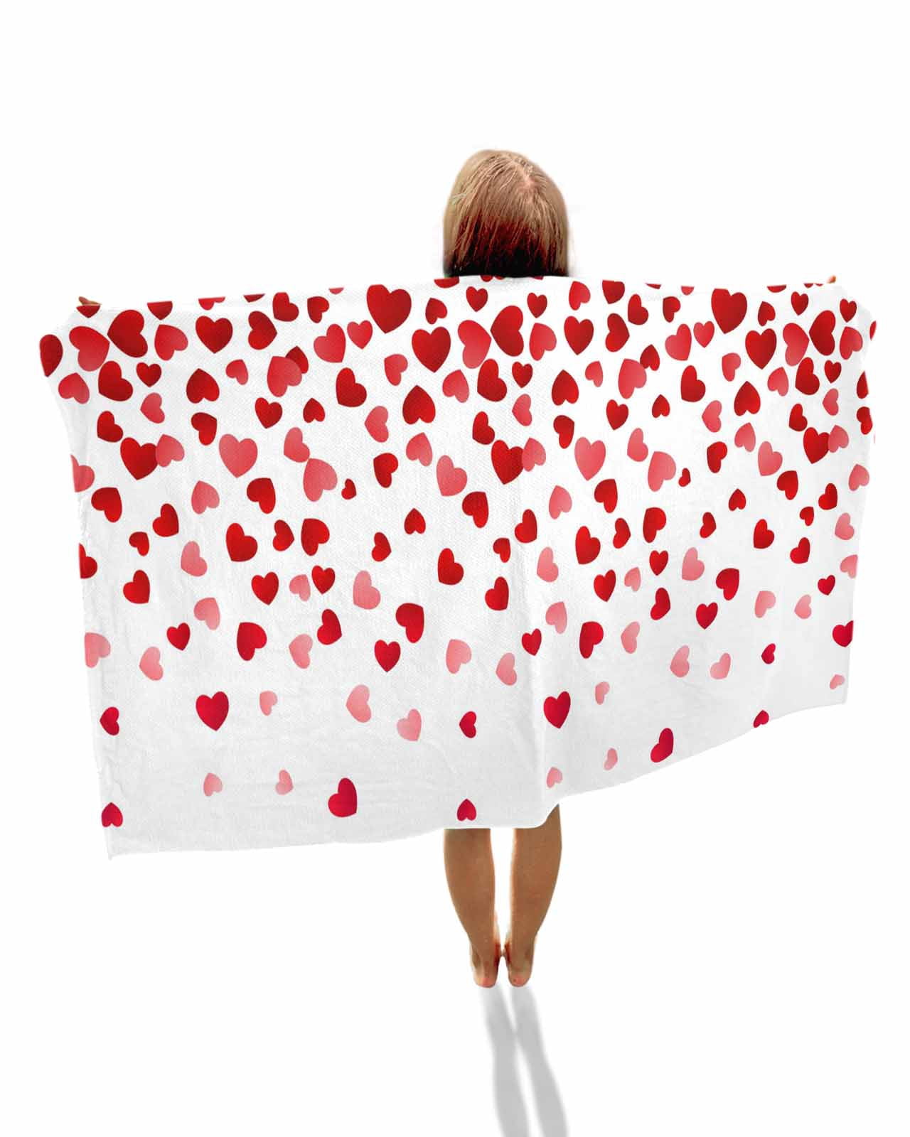 Love Hearts Fallen Beach Towels Oversized Super Absorbent, Valentines Day Red Loving Lightweight Bath Towel Quick Dry Sets For Bathroom/Pool/Rv Camping/Beach Play/Gym Room/Picnic 35"x70"