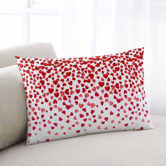 Love Hearts Fallen Body Pillow Cover, Pillowcase Protectors with Zipper, Breathable Decorative Throw Pillow Case Cover, Valentines Day Red Loving Pillow Shams for Couch Sofa 24x36Inch