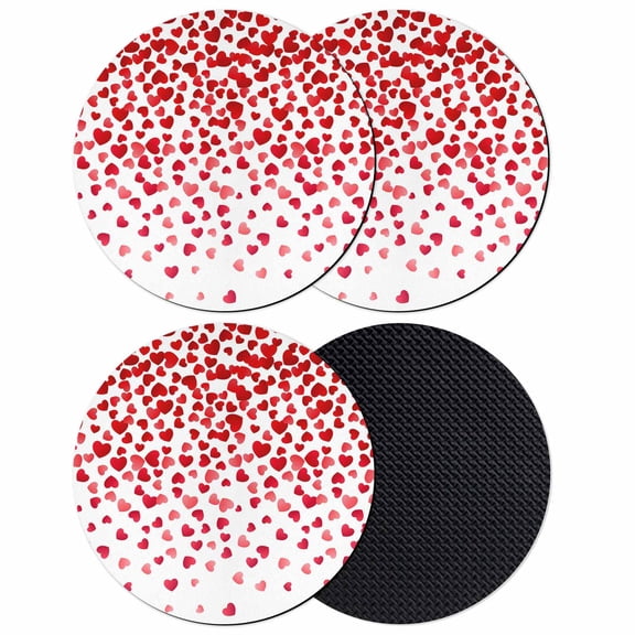 Love Hearts Fallen Coasters Set of 4, Absorbent Coasters for Drinks, Valentines Day Red Loving Coaster for Desk Coffee Table Protection, Home Decor House Warming Gifts 4"
