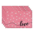 thumbnail image 1 of Love Hearts Placemats Set of 6, Happy Valentine's Day Dining Table Place Mats, Wedding Anniversary Holiday Decor Pink 17.7*11.8inch, 1 of 6
