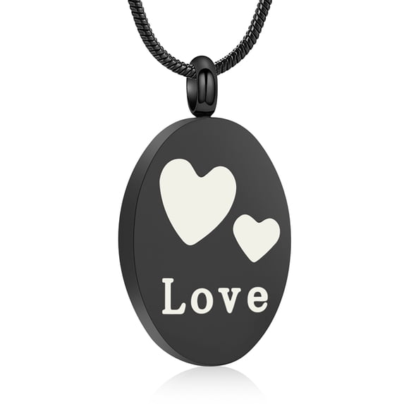 Love Hearts Print Teardrop Urn Pendant with Chain Memory Necklace for Cremation Ashes Holder Memorial Jewelry