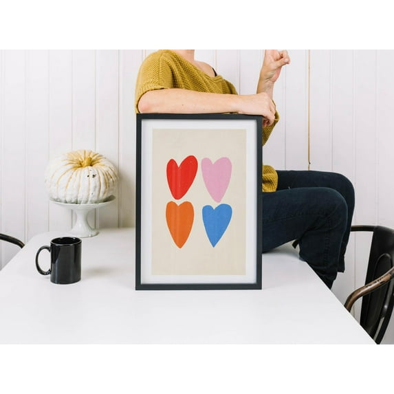 Love Hearts Retro Valentine Kindness Kitchen Art, Unframed Paper Poster 24x36in