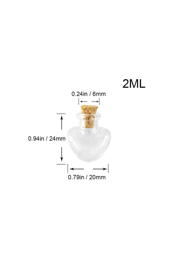 Love Hearts Shape Mini Cute Glass Bottles Pendants Small Stained Glass Bottle with Cork Clear Jars Pendant bottle Drift bottle 10pcs