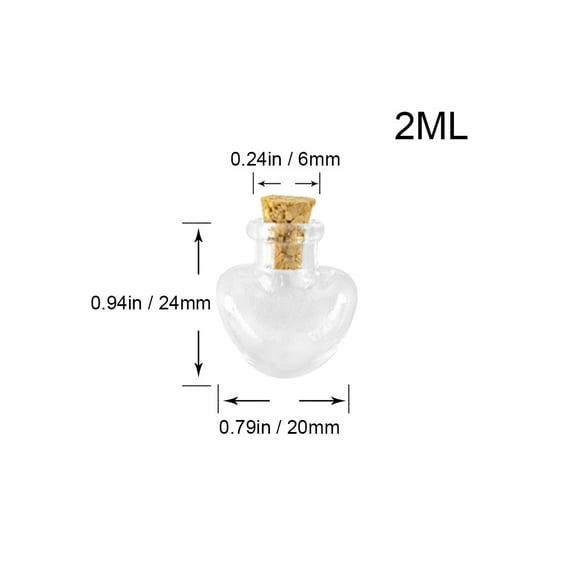 Love Hearts Shape Mini Cute Glass Bottles Pendants Small Stained Glass Bottle with Cork Clear Jars Pendant bottle Drift bottle 10pcs