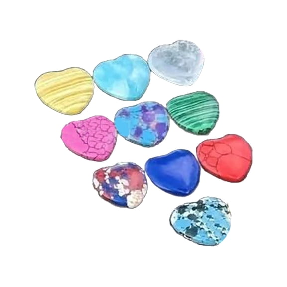 Love Hearts Shaped Stones, 10 PCS Natural Polished Heart Shaped Love Chakra Gemstones Healing Crystals, 0.8 Inch Pocket Worry Palm Stones Bulk Set, Meditation Pink Heart Gifts for Mother Women