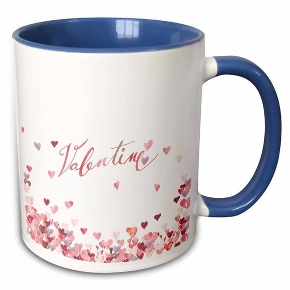 3drose, Love Hearts Valentine- Pink Valentines Day Typography, 15oz Two-tone Blue Mug
