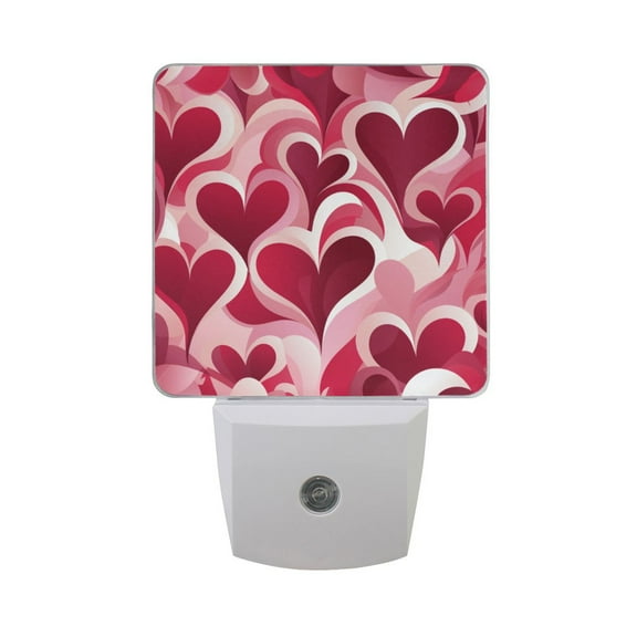 Love Hearts in Valentine Night Light LED Dusk to Dawn Auto Sensor Night Lamp Plug-in Nightlight for Bedroom Hallway Kitchen 2 PCs