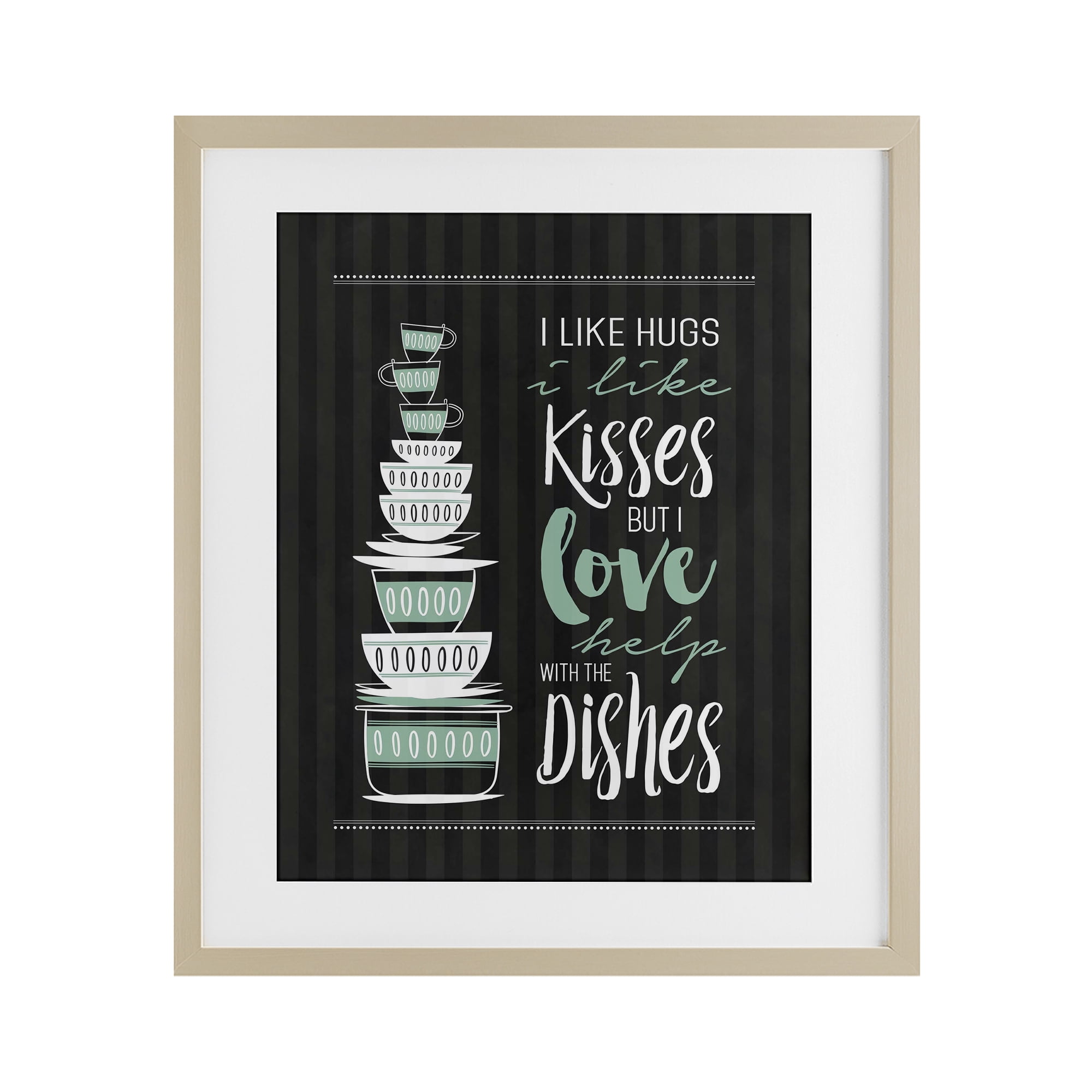 Love Help With Dishes Birch Framed Print Under Glass, design by Lettered and Lined