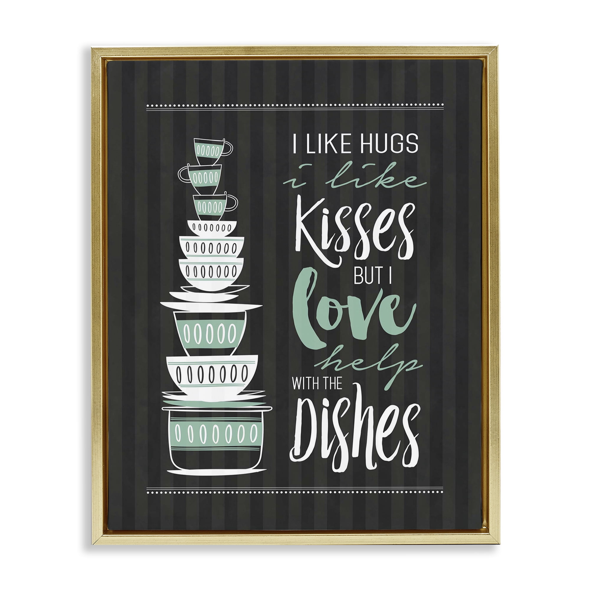 Love Help With Dishes Gold Framed Floater Canvas Wall Art, design by Lettered and Lined
