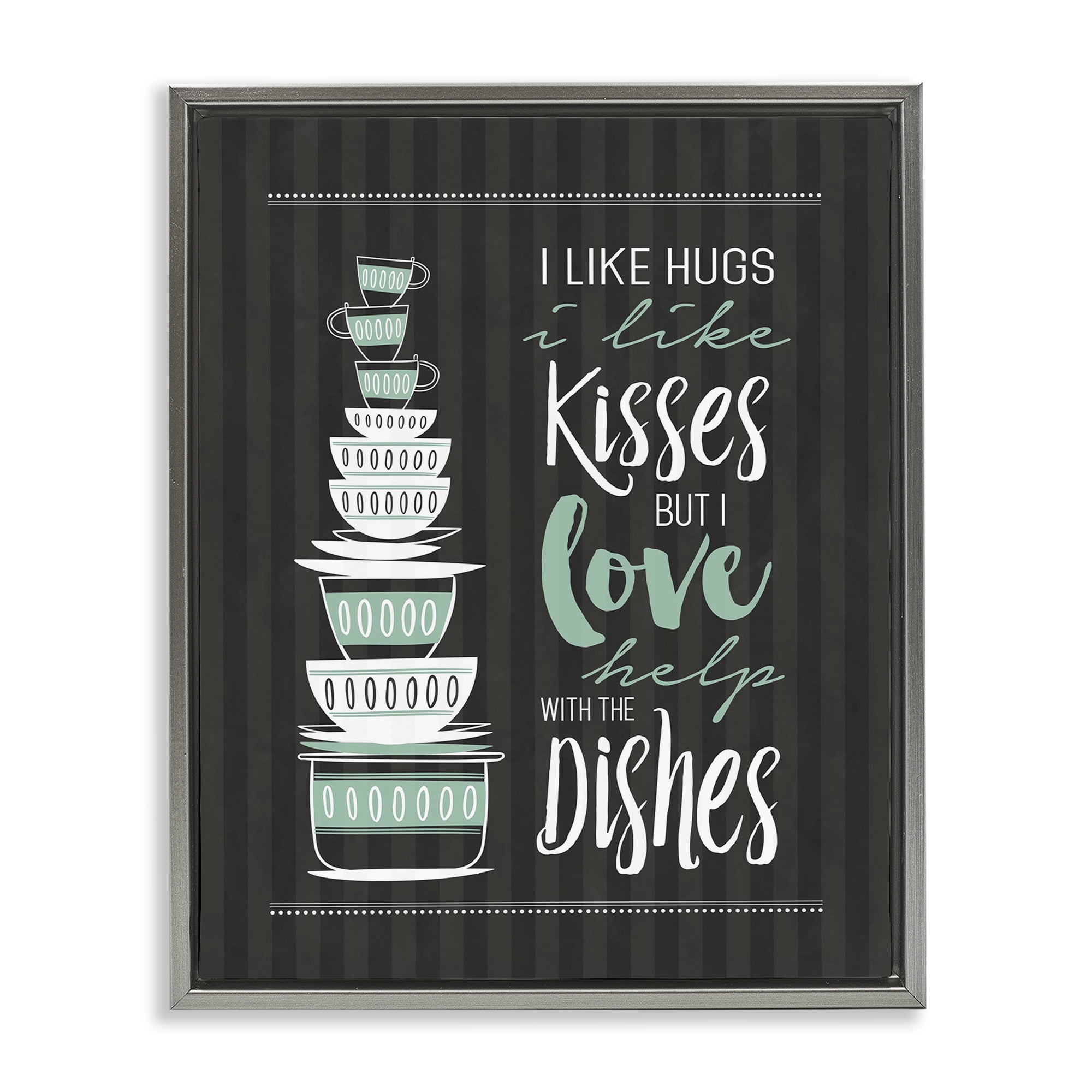 Love Help With Dishes Gray Framed Floater Canvas Wall Art, design by Lettered and Lined