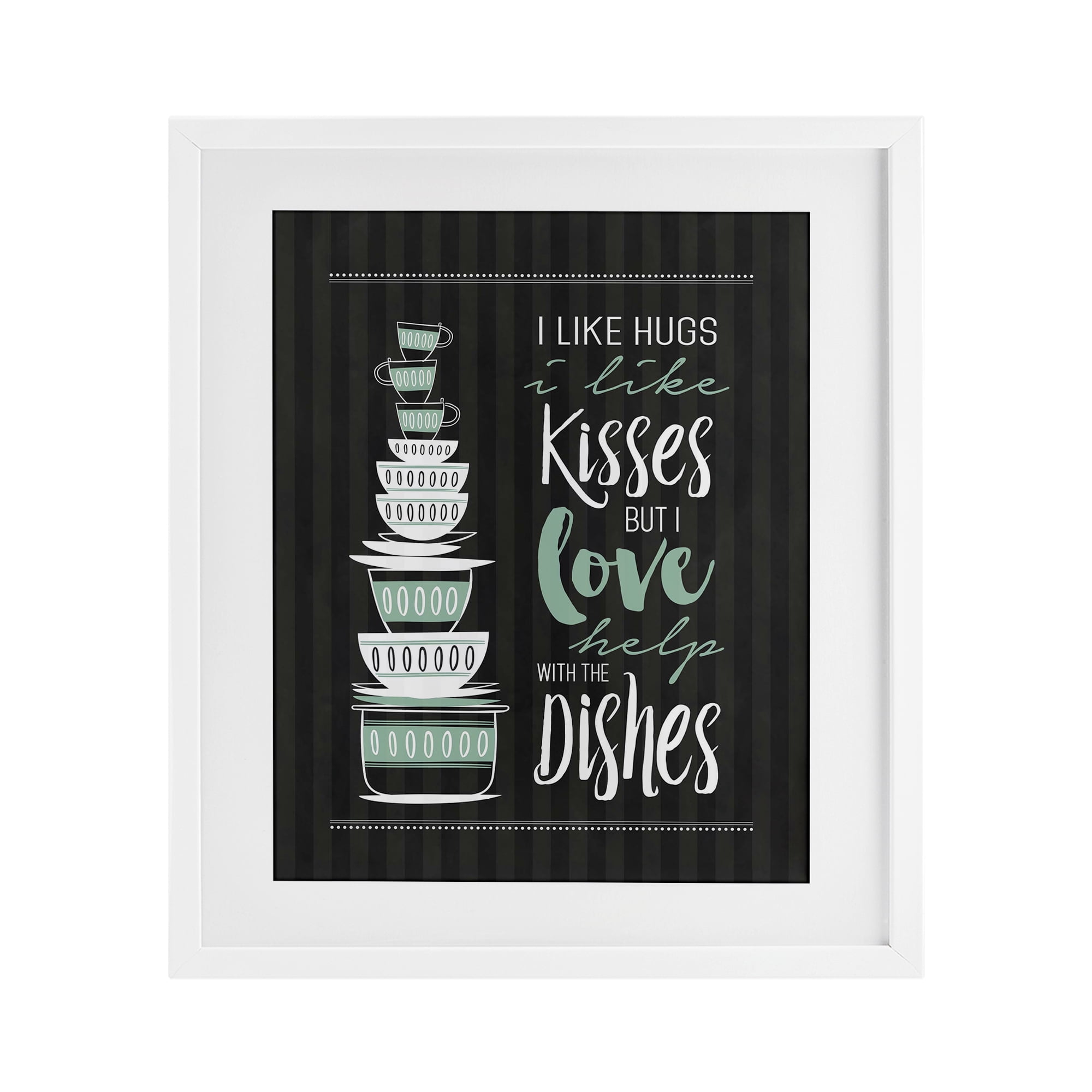 Love Help With Dishes White Framed Print Under Glass, design by Lettered and Lined