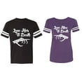 thumbnail image 1 of Love Her Him To Death Matching Couple Cotton Jerseys (Men Black / Women Purple) (Men L / Women L), 1 of 3