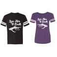 thumbnail image 1 of Love Her Him To Death Matching Couple Cotton Jerseys (Men Black / Women Purple) (Men M / Women S), 1 of 3