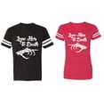 thumbnail image 1 of Love Her Him To Death Matching Couple Cotton Jerseys (Men Black / Women Red) (Men XXL / Women M), 1 of 3