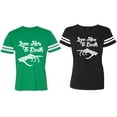 thumbnail image 1 of Love Her Him To Death Matching Couple Cotton Jerseys (Men Green / Women Black) (Men L / Women XL), 1 of 3