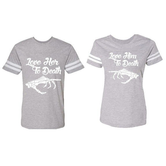 Love Her Him To Death Matching Couple Cotton Jerseys (Men Heather / Women Heather) (Men M / Women S)