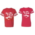 thumbnail image 1 of Love Her Him To Death Matching Couple Cotton Jerseys (Men Red / Women Red) (Men L / Women M), 1 of 3