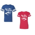 thumbnail image 1 of Love Her Him To Death Unisex Couple Matching Cotton Jersey style T-Shirt Contrasting stripes on sleeves (Men Royal / Women Red) (Men S / Women L), 1 of 3
