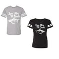 thumbnail image 1 of Love Her Him To Death Unisex Couple Matching Cotton Jersey style T-Shirt Contrasting stripes on sleeves (Men Heather / Women Black) (Men S / Women XXL), 1 of 3