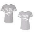 thumbnail image 1 of Love Her Him To Death Unisex Couple Matching Cotton Jersey style T-Shirt Contrasting stripes on sleeves (Men Heather / Women Heather) (Men L / Women S), 1 of 3