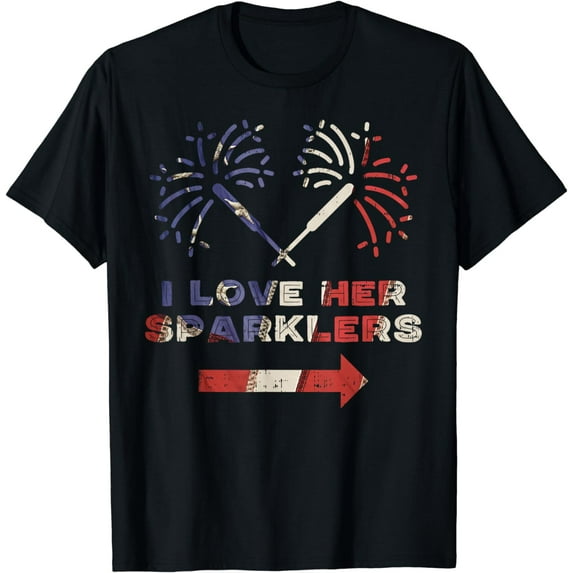 Love Her Sparklers Matching Couple 4th Of July Men Boyfriend T-Shirt